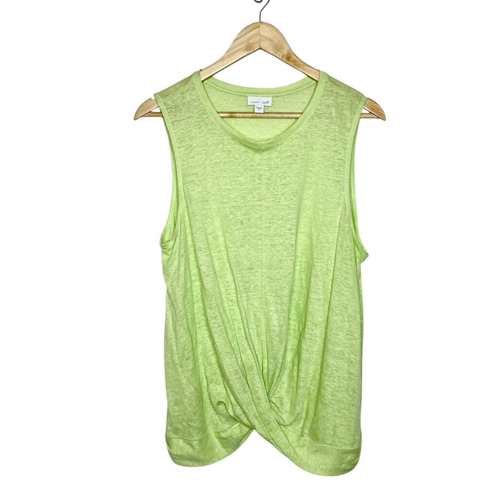 J Jill Love Linen Sleeveless Top Green Womens Size L Lightweight Knit